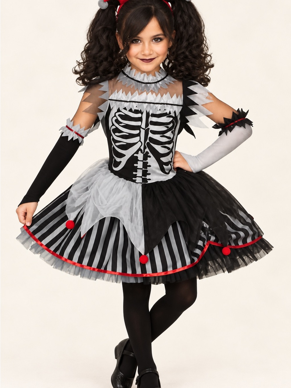 Youth Girls 10/12 Skeleton Tutu Halloween Costume / Skelequeen / Joker / Circus
